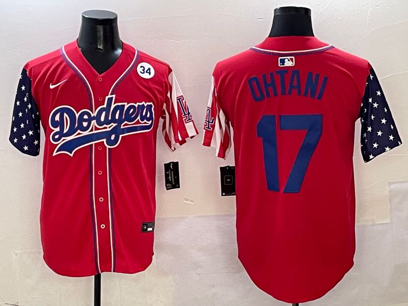 Men Los Angeles Dodgers #17 Ohtani Red a generation of national flags Joint name 2025 Nike MLB Jersey style 21->washington nationals->MLB Jersey